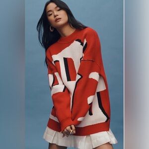 Anthropologie Maeve Oversized Graphic Sweater